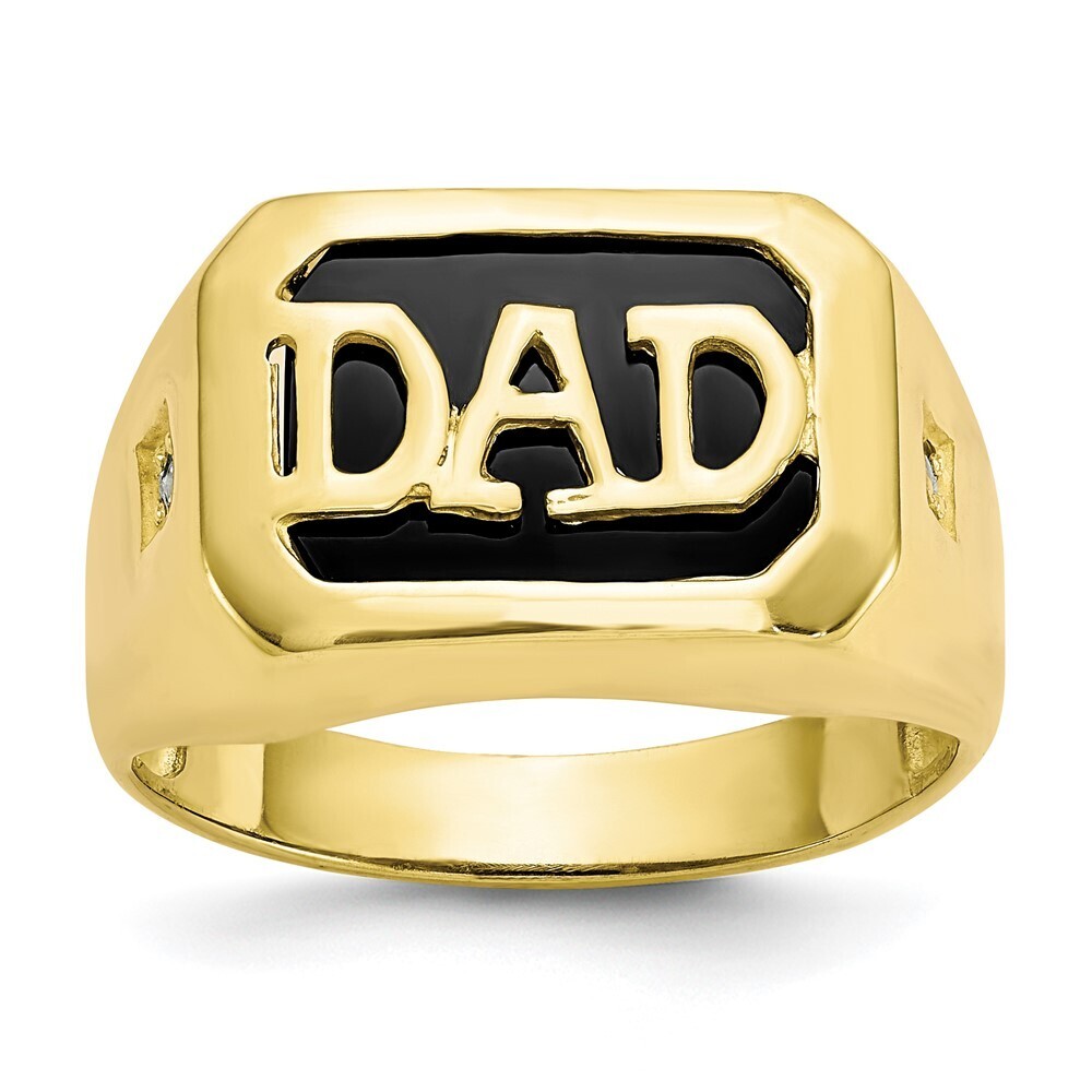 10k Yellow Gold Genuine Fine Jewelry Mens Diamond  Black Onyx Dad Ring